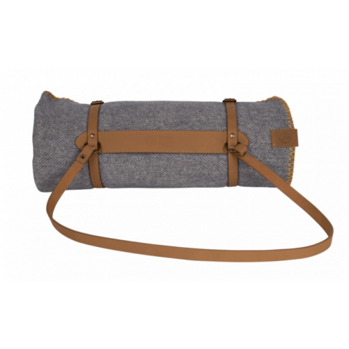 Espegard Kveldsbris ullpledd - grått med gul søm