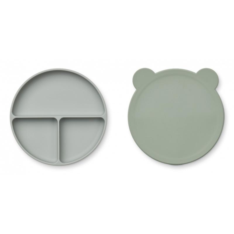 Liewood Frodo Divider Plate w/lid Faune grenn/Dove blue - Bilde 3