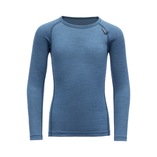 Devold Breeze Merino Kid Shirt Blue Melange Str 2-8 År
