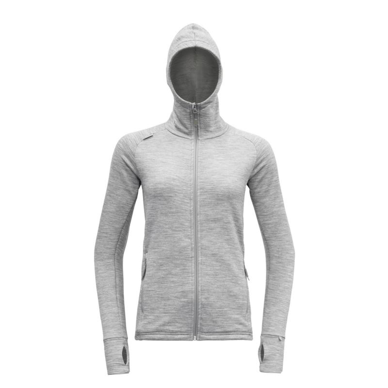 Devold Nibba Merino Jkt Hood W Grey Melange - Bilde 3